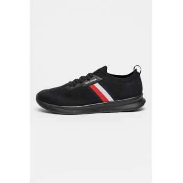 Pantofi sport din material textil cu logo - Negru