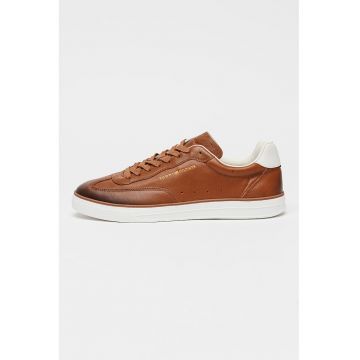 Pantofi sport din piele cu detaliu logo - Maro