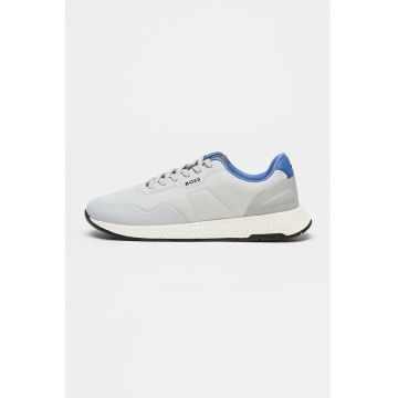 Pantofi sport din piele ecologica cu garnituri din material textil Titanium Runn - Gri deschis/Albastru deschis
