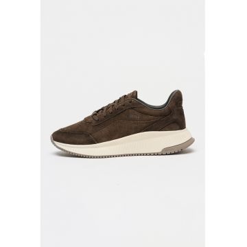 Pantofi sport din piele intoarsa cu detaliu logo Ttnm Evo Runn - Maro inchis