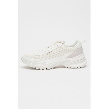 Pantofi sport din plasa cu garnituri din piele ecologica Hike - Alb murdar