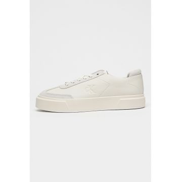 Pantofi sport low-cut de piele cu talpa cupsoe - pentru bashet - Alb optic/Alb murdar