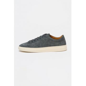 Pantofi sport low cut din piele intoarsa cu logo discret Kieran - Gri inchis