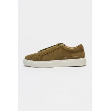 Pantofi sport low-cut Gary de piele intoarsa - Maro deschis