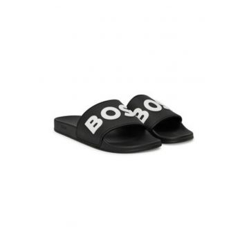Papuci barbatesti -  plastic - negru/alb