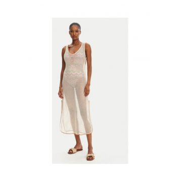 Rochie plasa dama pentru plaja  ecru - bumbacpoliester -