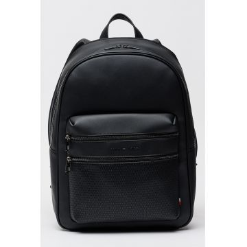 Rucsac de piele ecologica cu logo - Negru