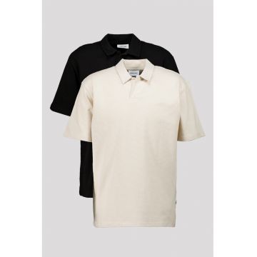 Set de tricouri polo din bumbac - 2 piese - Negru/Crem