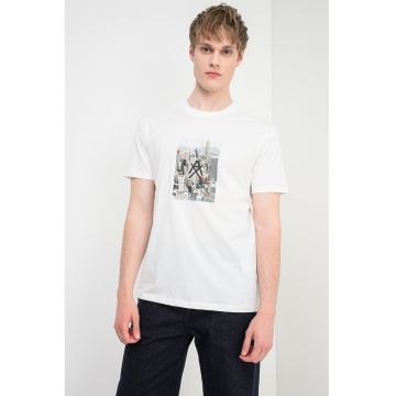 Tricou cu imprimeu foto - Alb/Verde/Negru