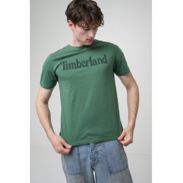 Tricou cu imprimeu logo contrastant Linear - Verde