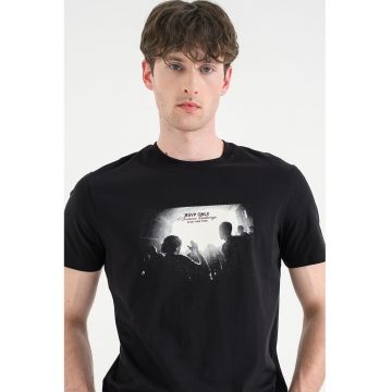 Tricou de bumbac cu imprimeu grafic - Negru/Alb murdar