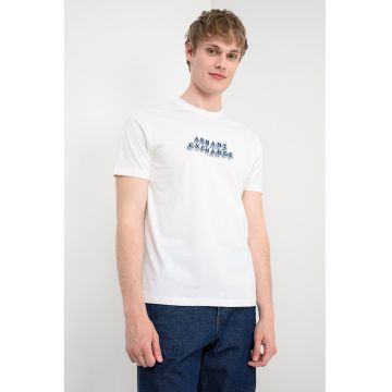 Tricou de bumbac cu imprimeu logo - Alb/Albastru ultramarin/Albastru prafuit