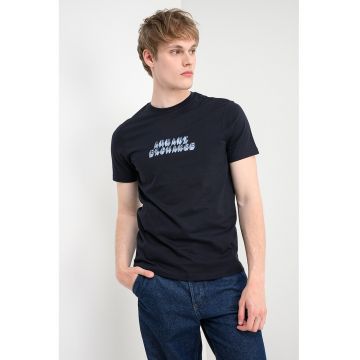 Tricou de bumbac cu imprimeu logo - Albastru ultramarin/Albastru prafuit