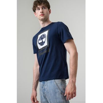 Tricou de bumbac cu imprimeu logo - Bleumarin