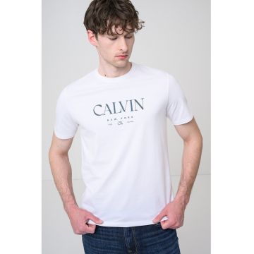 Tricou de bumbac cu logo - Alb/Gri antracit