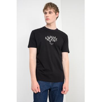 Tricou de bumbac cu logo - Alb/Negru stins