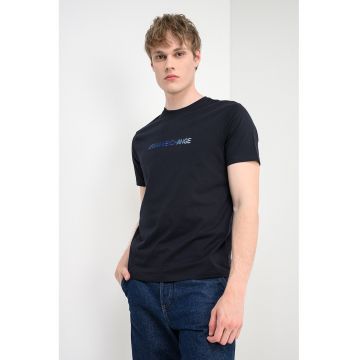 Tricou de bumbac cu logo brodat - Albastru ultramarin