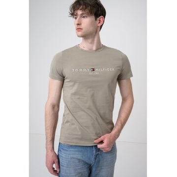 Tricou din bumbac cu broderie logo