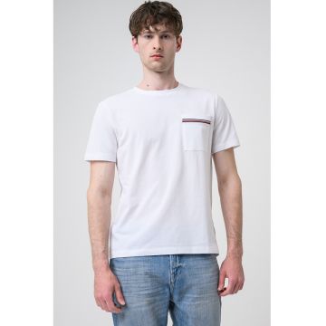 Tricou din bumbac cu buzunar pe piept - Alb