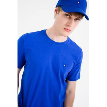 Tricou din bumbac cu decolteu la baza gatului - Albastru
