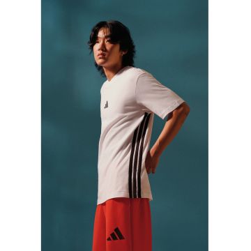 Tricou din bumbac cu decolteu la baza gatului si logo - Negru/Alb optic