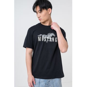 Tricou din bumbac cu imprimeu logo Austin - Negru/Gri deschis