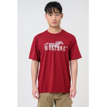 Tricou din bumbac cu imprimeu logo Austin - Visiniu inchis