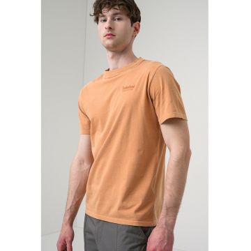 Tricou din bumbac cu imprimeu logo - Caramel
