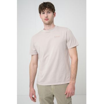 Tricou din bumbac cu imprimeu logo - Maro nisip