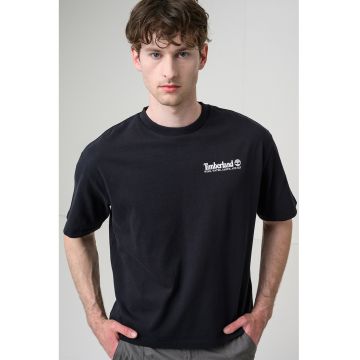 Tricou din bumbac cu imprimeu logo si foto Outdoor - Negru