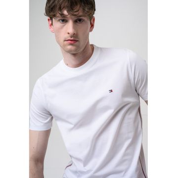Tricou din bumbac cu logo brodat - Alb