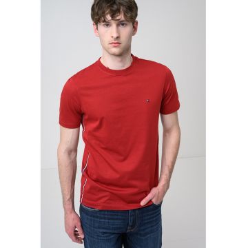 Tricou din bumbac cu logo brodat - Rosu inchis