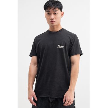 Tricou din bumbac cu logo pe partea din spate - Alb murdar/Gri inchis