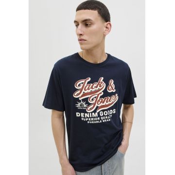 Tricou din bumbac organic cu imprimeu - Alb/Visiniu/Bleumarin