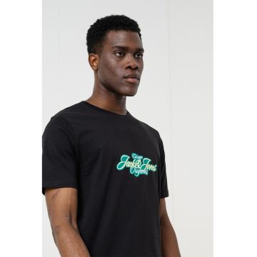 Tricou din bumbac organic cu imprimeu logo - Negru