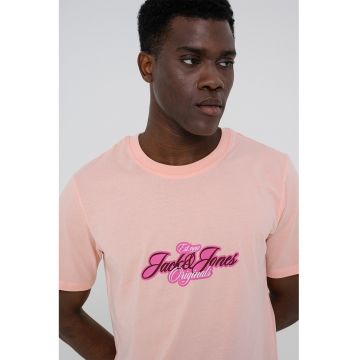 Tricou din bumbac organic cu imprimeu logo - Piersica