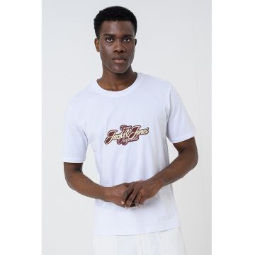 Tricou din bumbac organic cu imprimeu logo - Visiniu/Alb optic