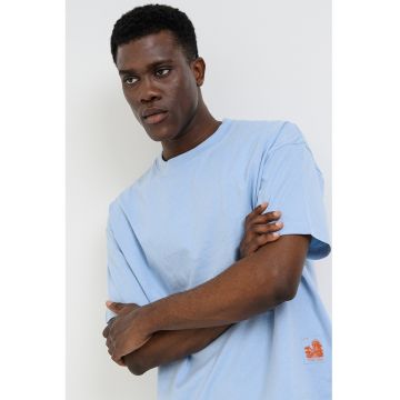 Tricou din bumbac organic cu imprimeu pe partea din spate - Albastru pastel