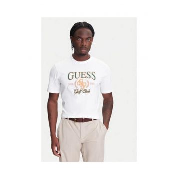 Tricou din bumbac organic si bumbac cu logo frontal - Alb