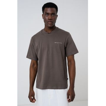 Tricou lejer din amestec de bumbac organic - Maro inchis