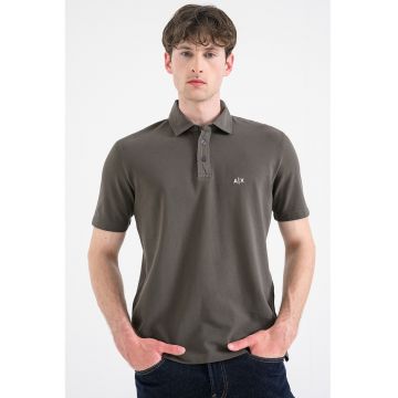 Tricou polo cu detaliu logo - Verde padure