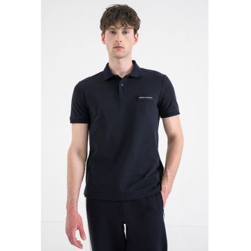 Tricou polo cu placuta logo - Bleumarin