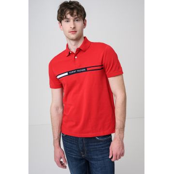 Tricou polo din amestec de bumbac organic - Rosu/Bleumarin