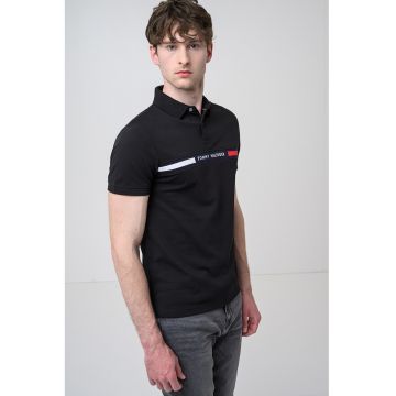 Tricou polo din amestec de bumbac organic - Rosu/Negru