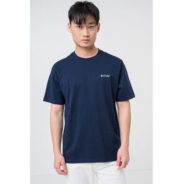 Tricou regular fit cu decolteu la baza gatului - Bleumarin