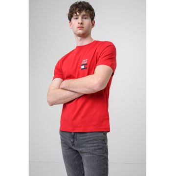 Tricou regular fit cu logo - Rosu/Alb