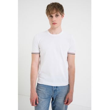 Tricou regular fit din amestec de bumbac - tricotat fin - Alb