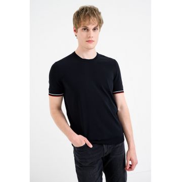 Tricou regular fit din amestec de bumbac - tricotat fin - Albastru ultramarin