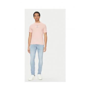 Tricou slim fit cu decolteu la baza gatului