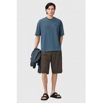 Tricou supradimensionat de bumbac organic Redact - Alb/Albastru petrol